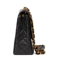 1996 Chanel Black Quilted Lambskin Vintage XL Classic Single Flap Bag