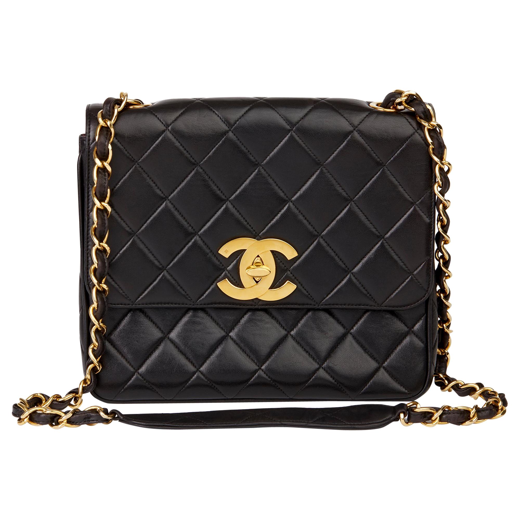 CHANEL Black Quilted Lambskin Vintage Maxi Jumbo XL Classic Single Flap Bag  at 1stDibs