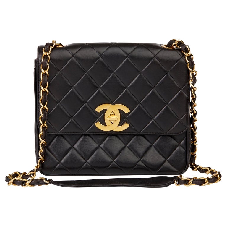 1996 Chanel Black Quilted Lambskin Vintage XL Classic Single Flap Bag at  1stDibs