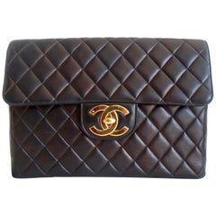 Retro Chanel 1996 Black Quilted Leather Classic Single Flap Bag 