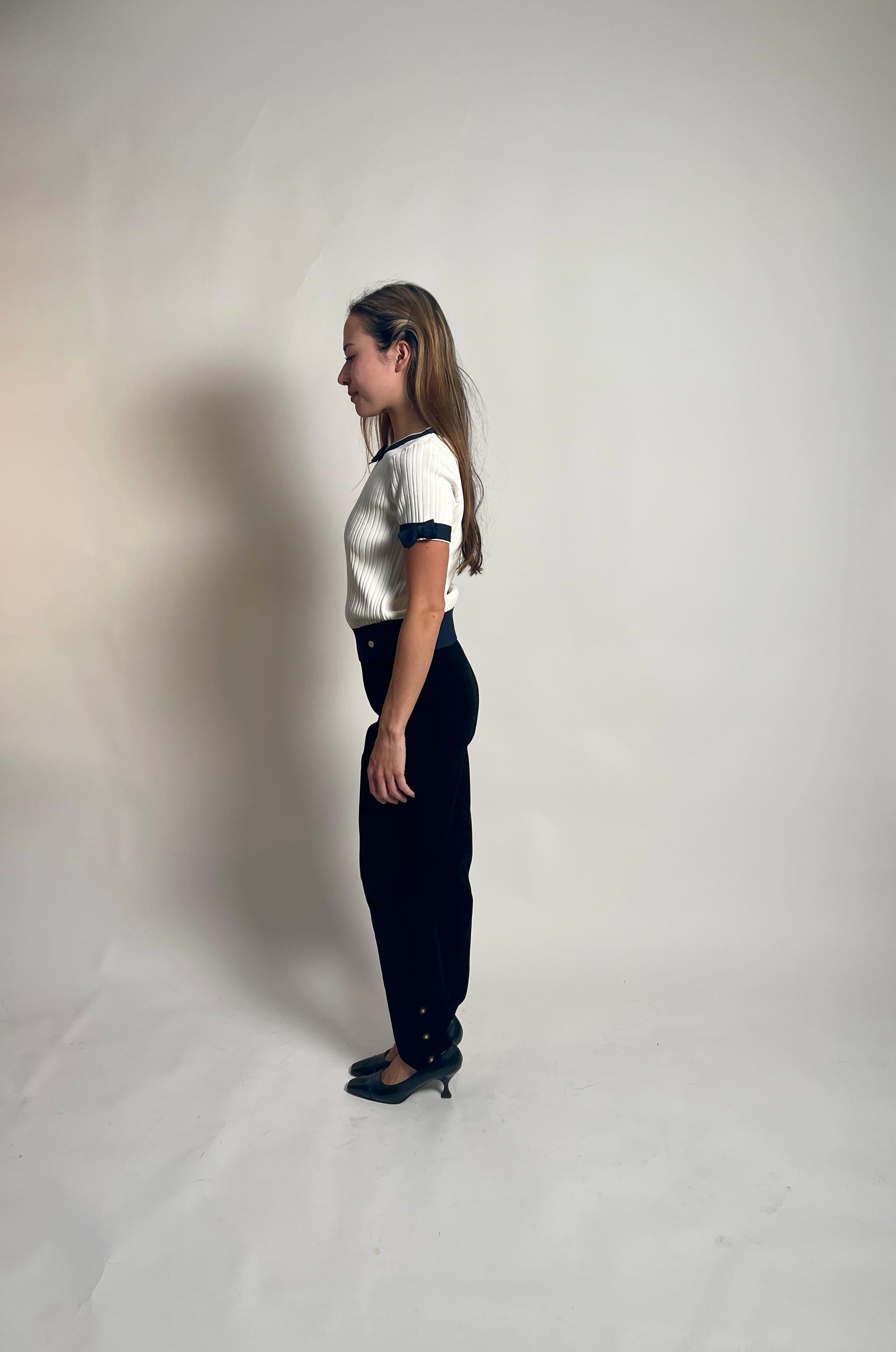 1996 Chanel Black Velvet Cigarette Pants For Sale 8