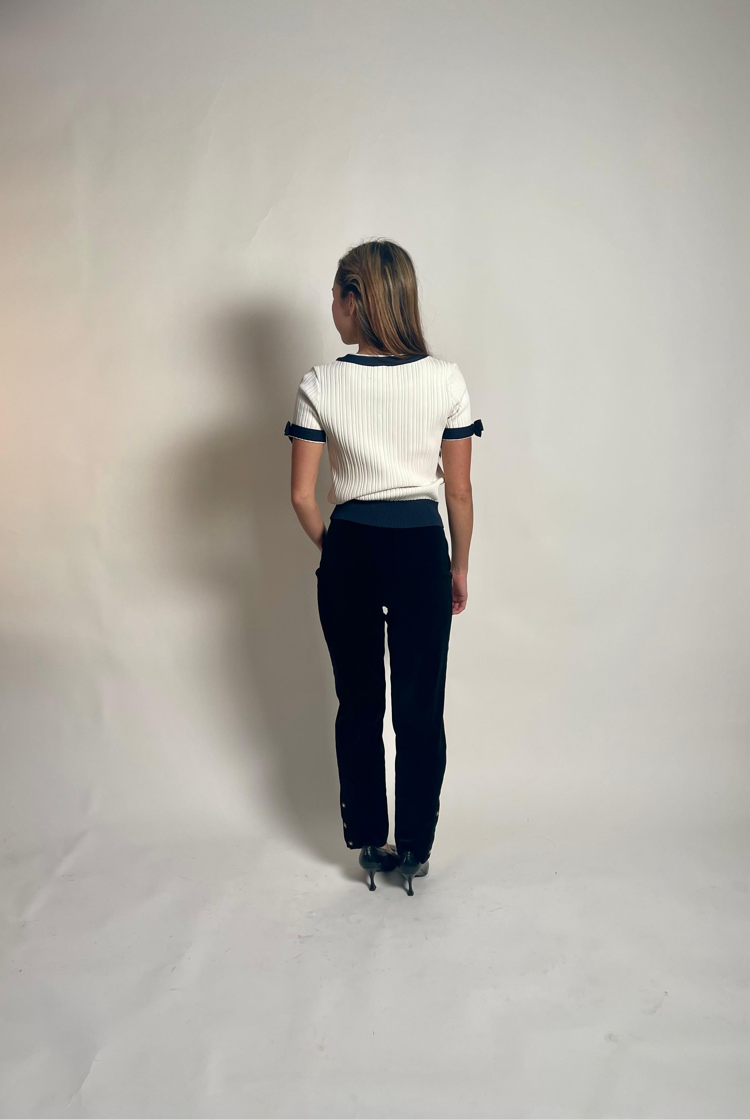 1996 Chanel Black Velvet Cigarette Pants For Sale 10