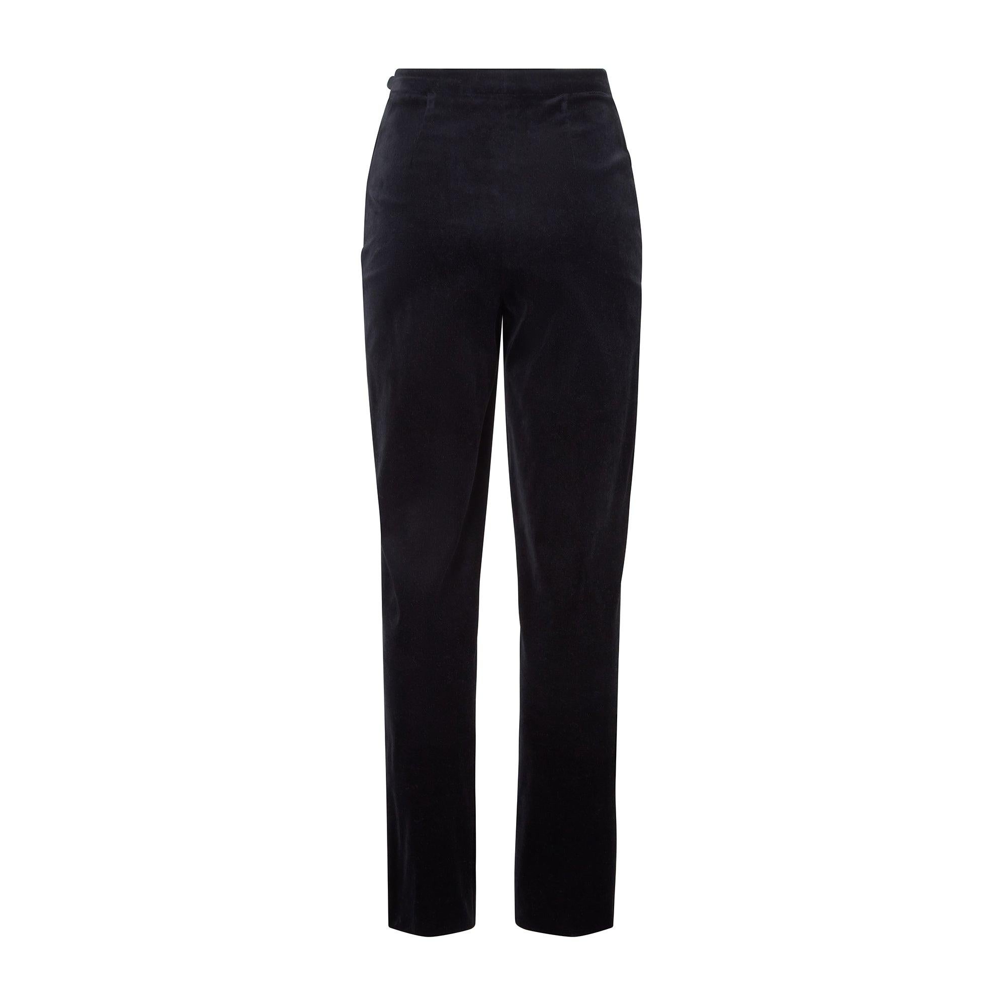 1996 Chanel Black Velvet Cigarette Pants In Excellent Condition For Sale In London, GB