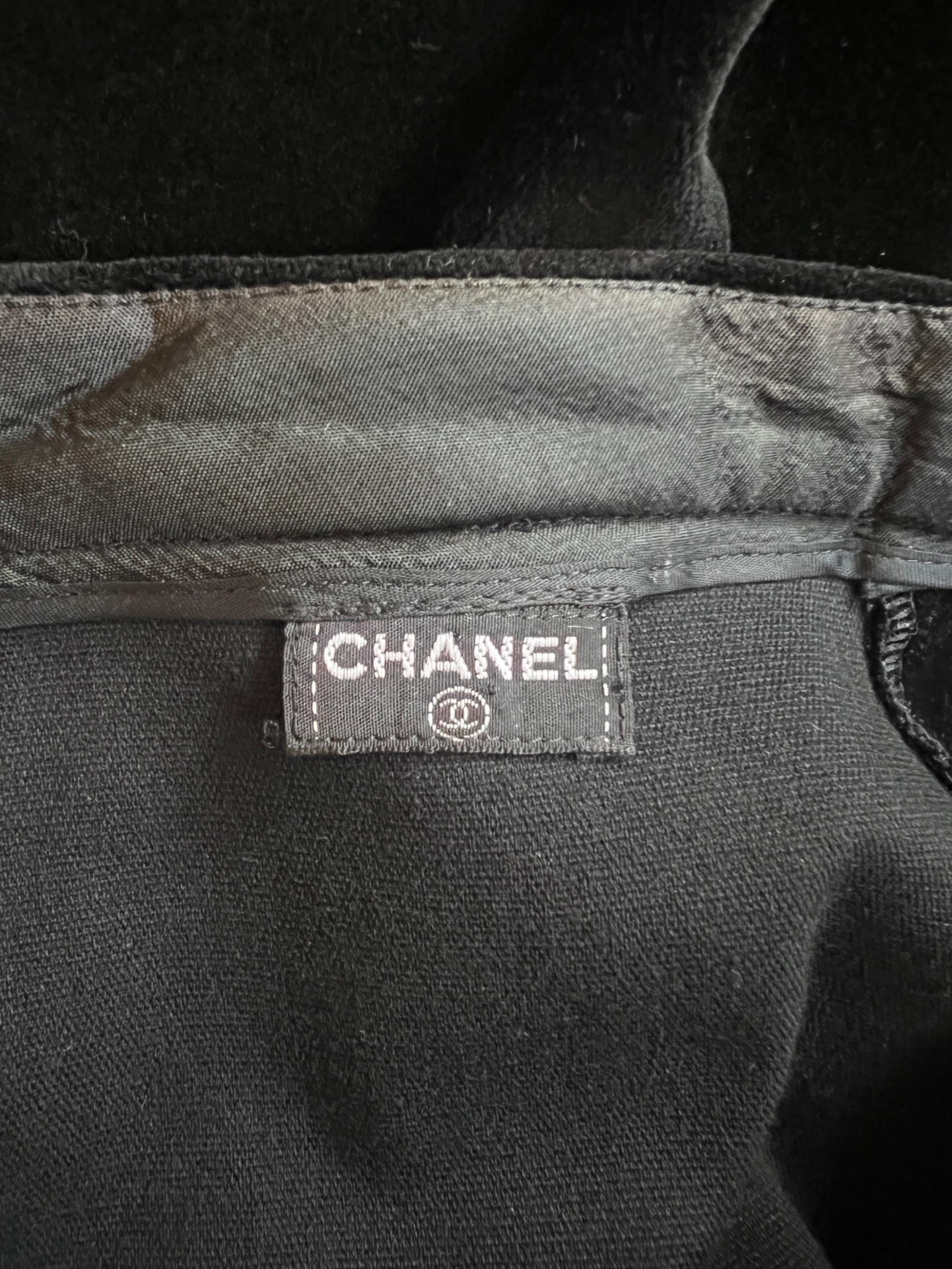 1996 Chanel Black Velvet Cigarette Pants For Sale 1