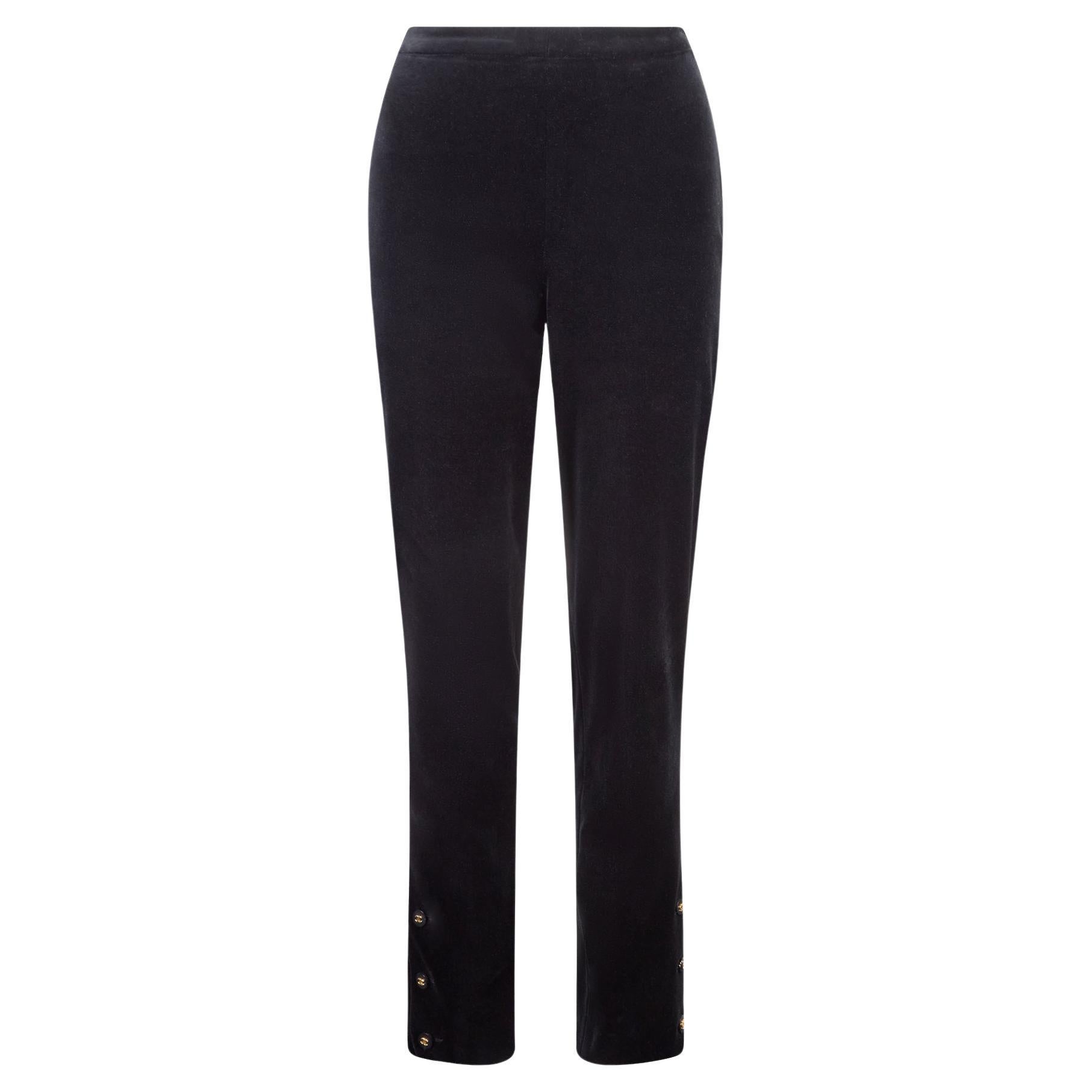 1996 Chanel Black Velvet Cigarette Pants For Sale