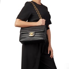 1996 Chanel Black Vertical Quilted Caviar Leather Jumbo XL Flap Bag