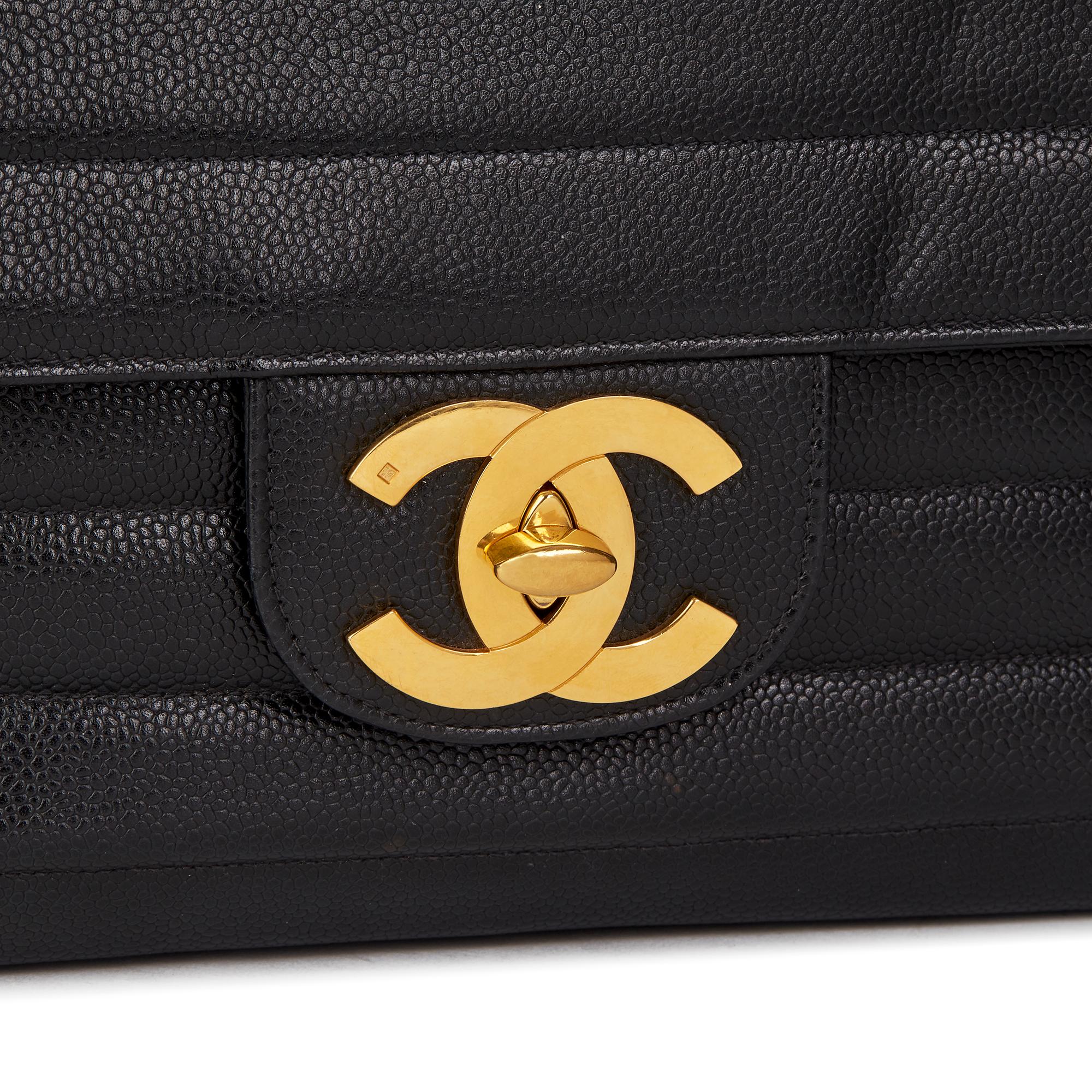 1996 Chanel Black Vertical Quilted Caviar Leather Jumbo XL Flap Bag  3