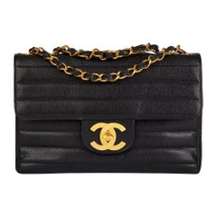 1996 Chanel Black Vertical Quilted Caviar Leather Jumbo XL Flap Bag 
