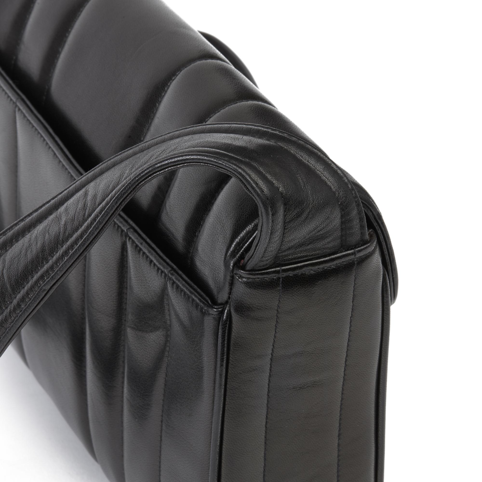 1996 Chanel Black Vertical Quilted Lambskin Vintage Logo Shoulder Flap Bag 4