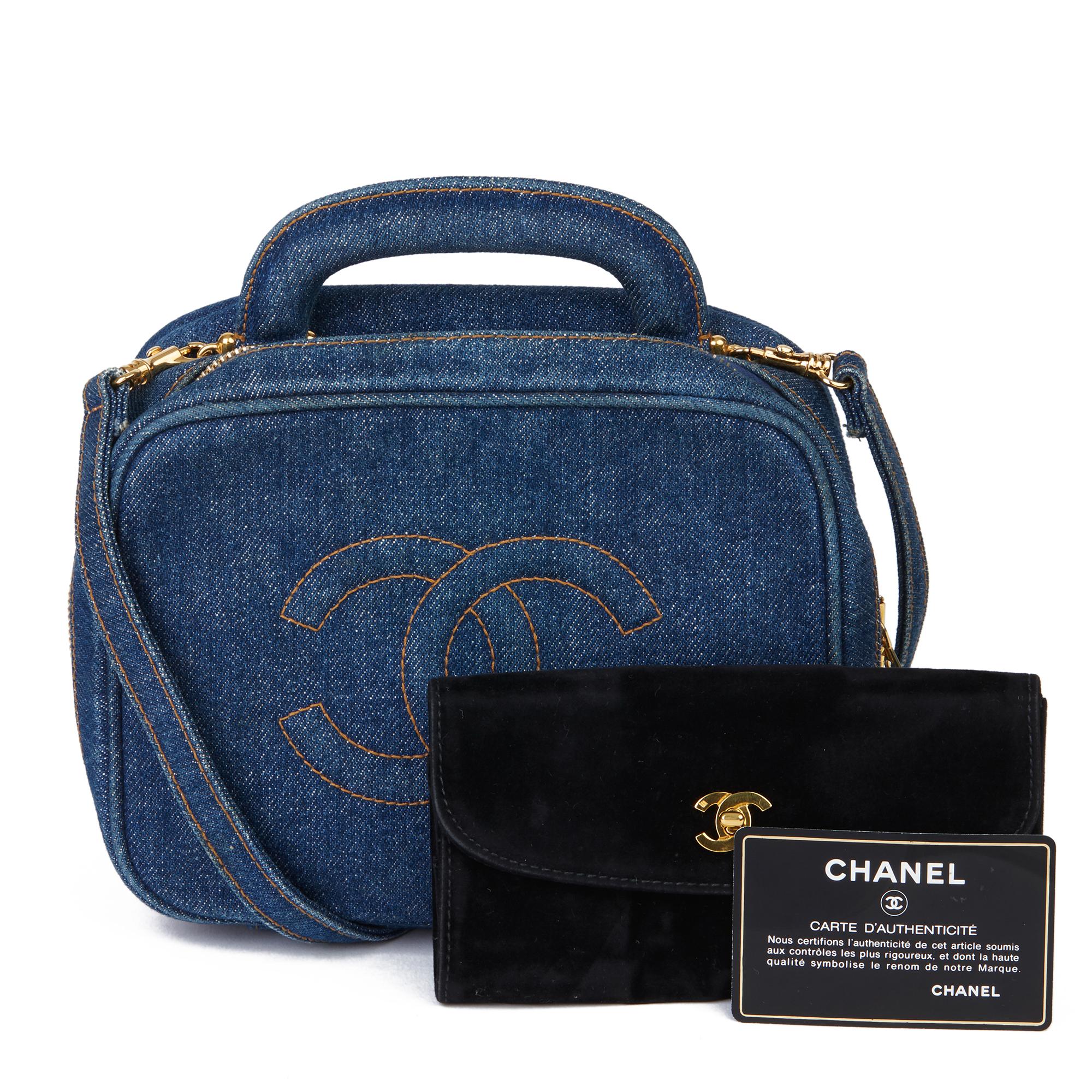 1996 Chanel Blue Denim Vintage Timeless Vanity Bag 5