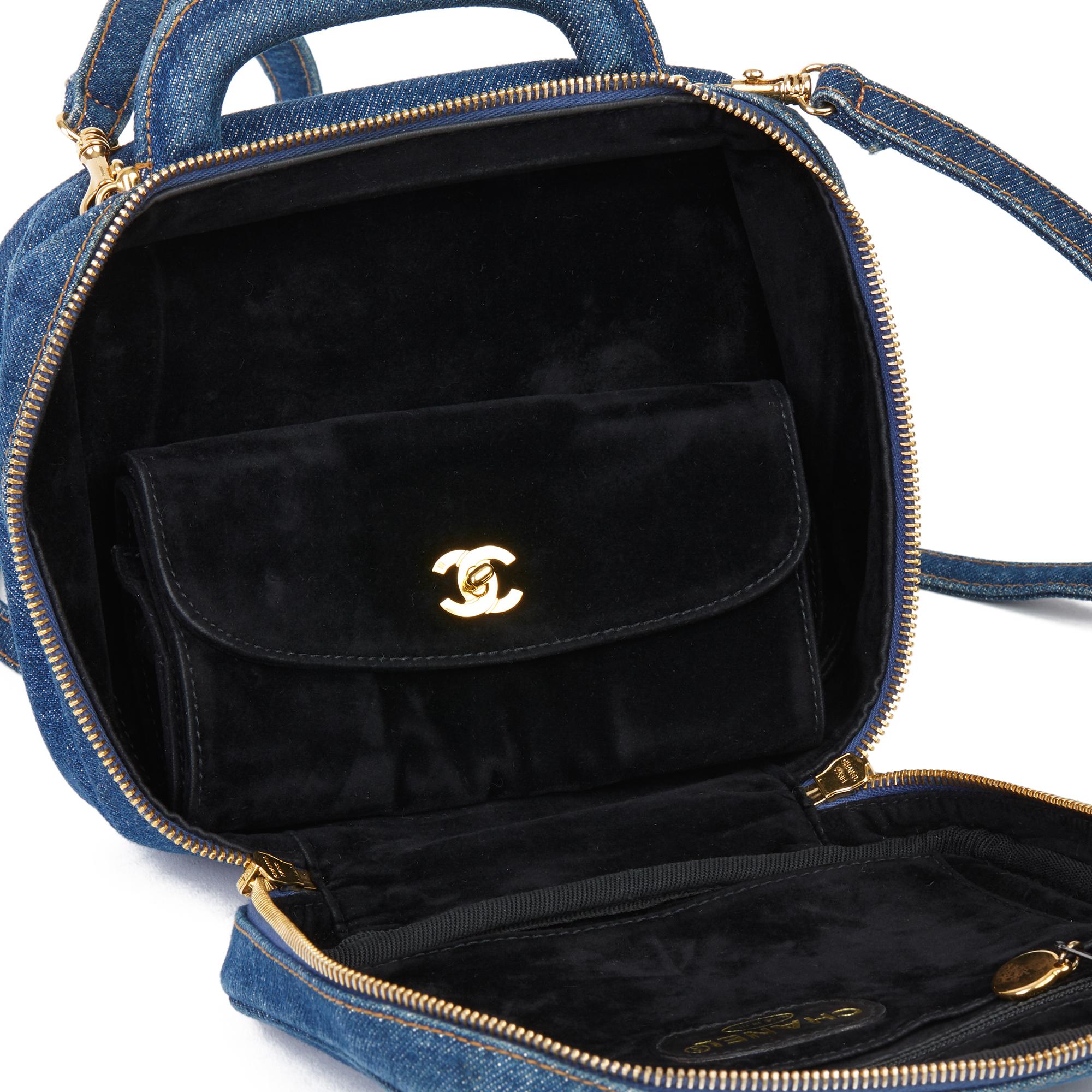 1996 Chanel Blue Denim Vintage Timeless Vanity Bag 2