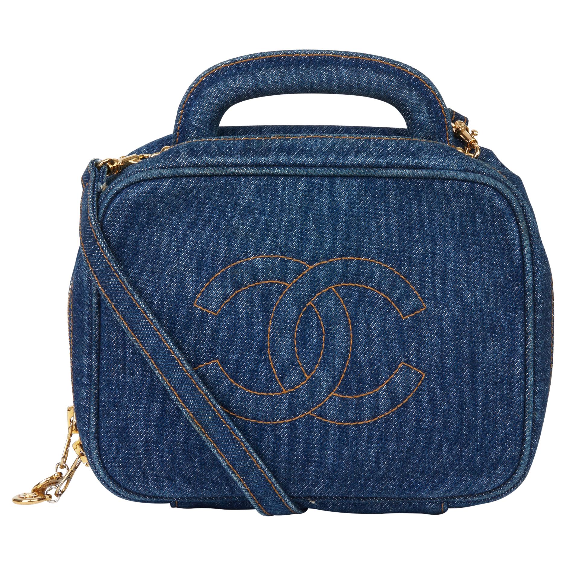 1996 Chanel Blue Denim Vintage Timeless Vanity Bag