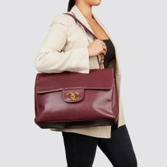 1996 Chanel Burgundy Caviar Leather Vintage Jumbo XXL Flap Bag