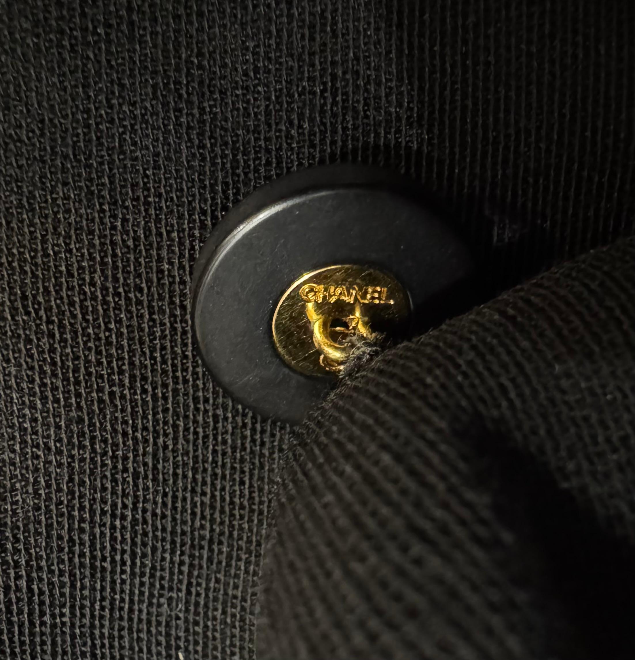 1996 CHANEL Double-Breasted Wool Blazer Jacket Black FR42 For Sale 6