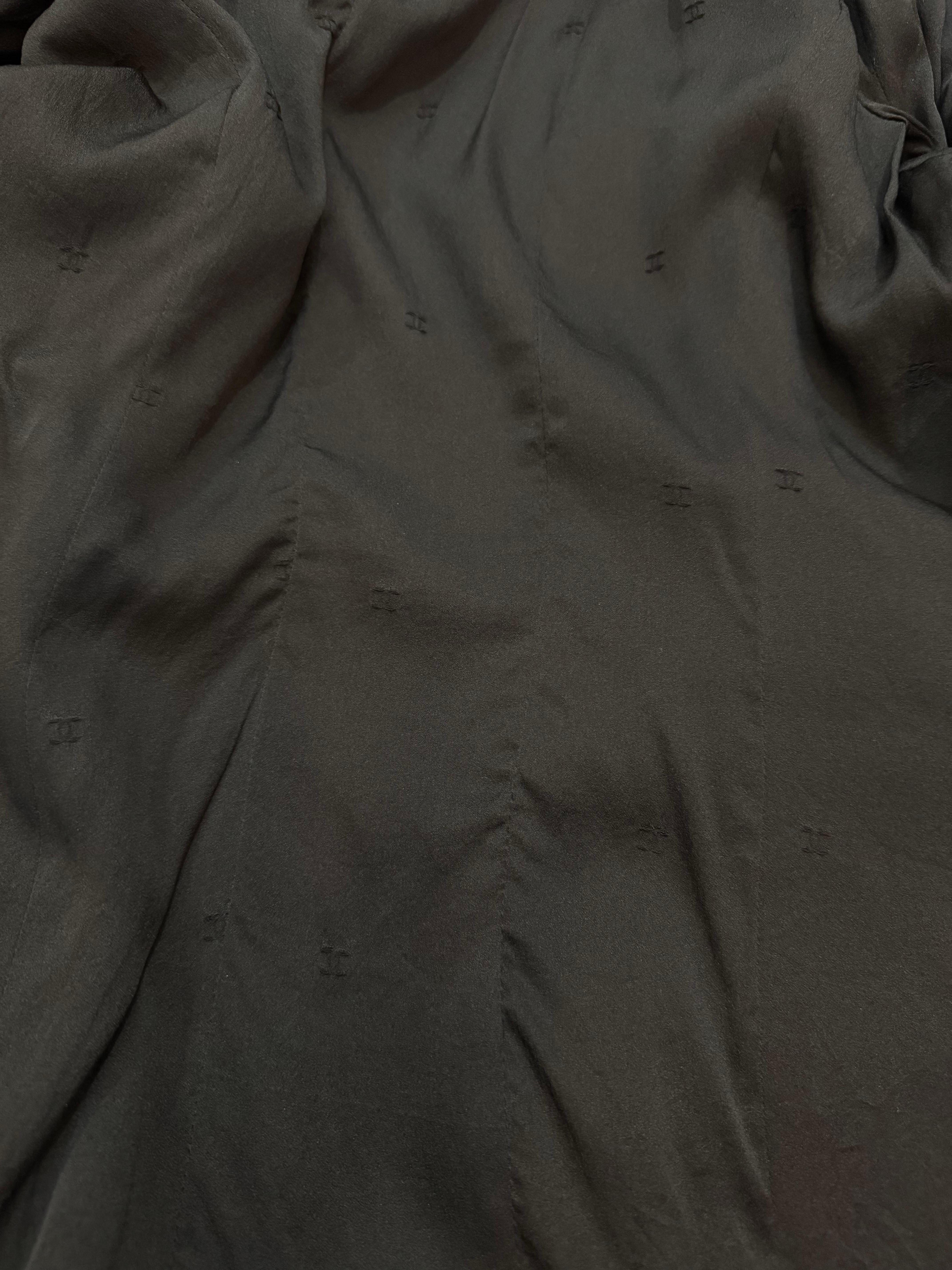 1996 CHANEL Double-Breasted Wool Blazer Jacket Black FR42 For Sale 4