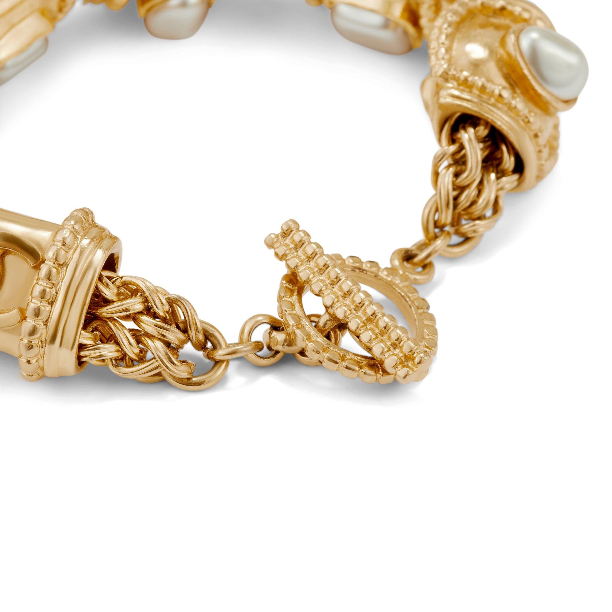 Women's 1996 Chanel Gold and Pearl Etruscan Bracelet For Sale