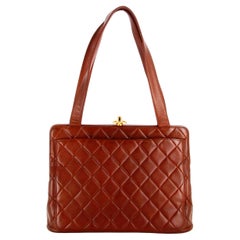 1996 Chanel Handbag Brown Quilted leather