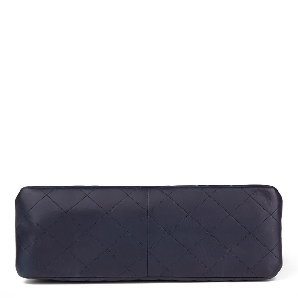 Women's 1996 Chanel Navy Quilted Lambskin Vintage Jumbo Double Sided Classic Flap Bag