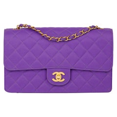 1996 Chanel Purple Quilted Nylon Fabric Vintage Classic Single Flap Bag