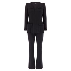 1996 Chanel Laufsteg Dokumentierter Haute Couture Schwarzer Jumpsuit und Jacke