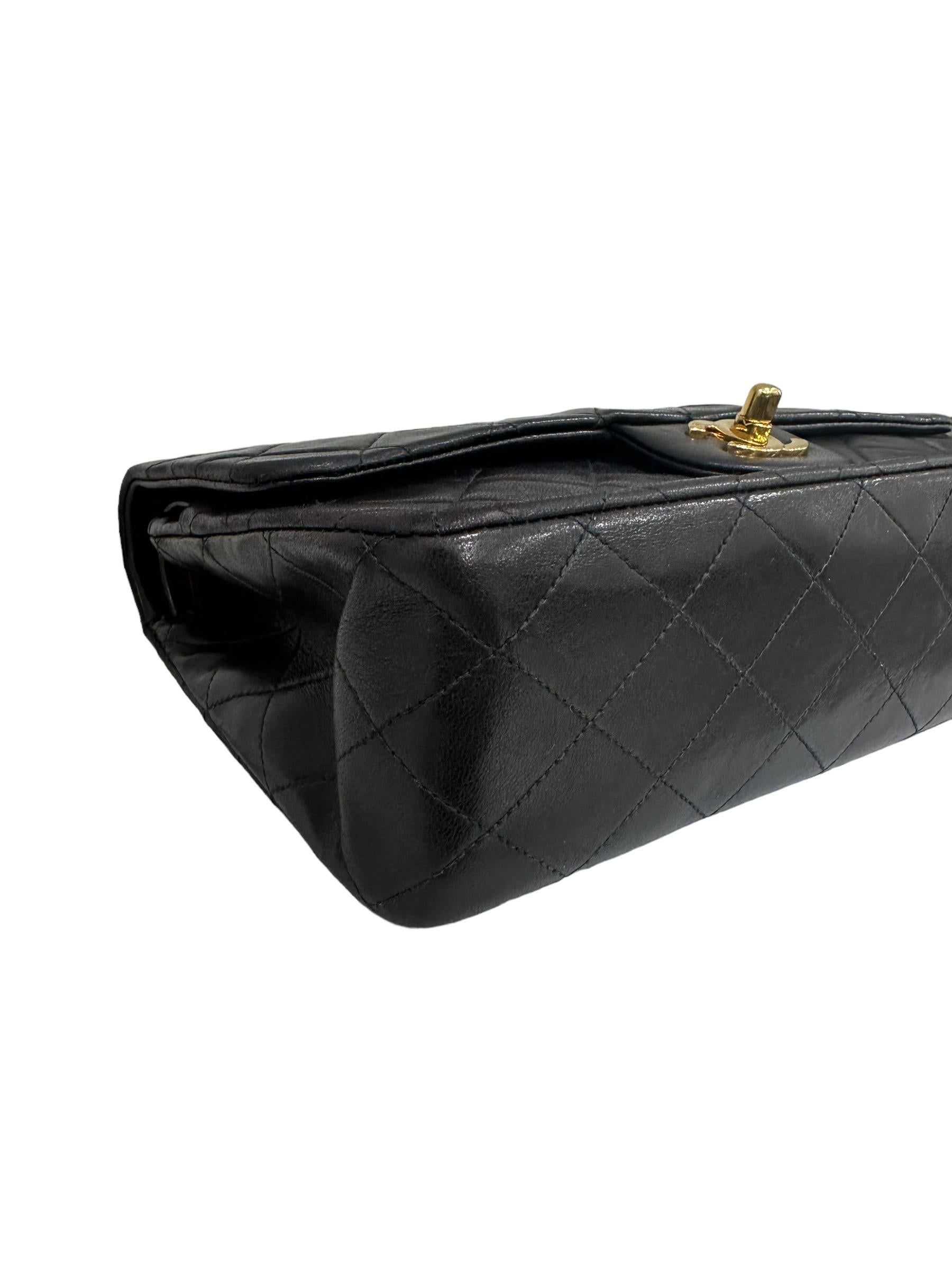 1996 Chanel Timeless Classic 2.55 Black Leather Top Shoulder Bag For Sale 7