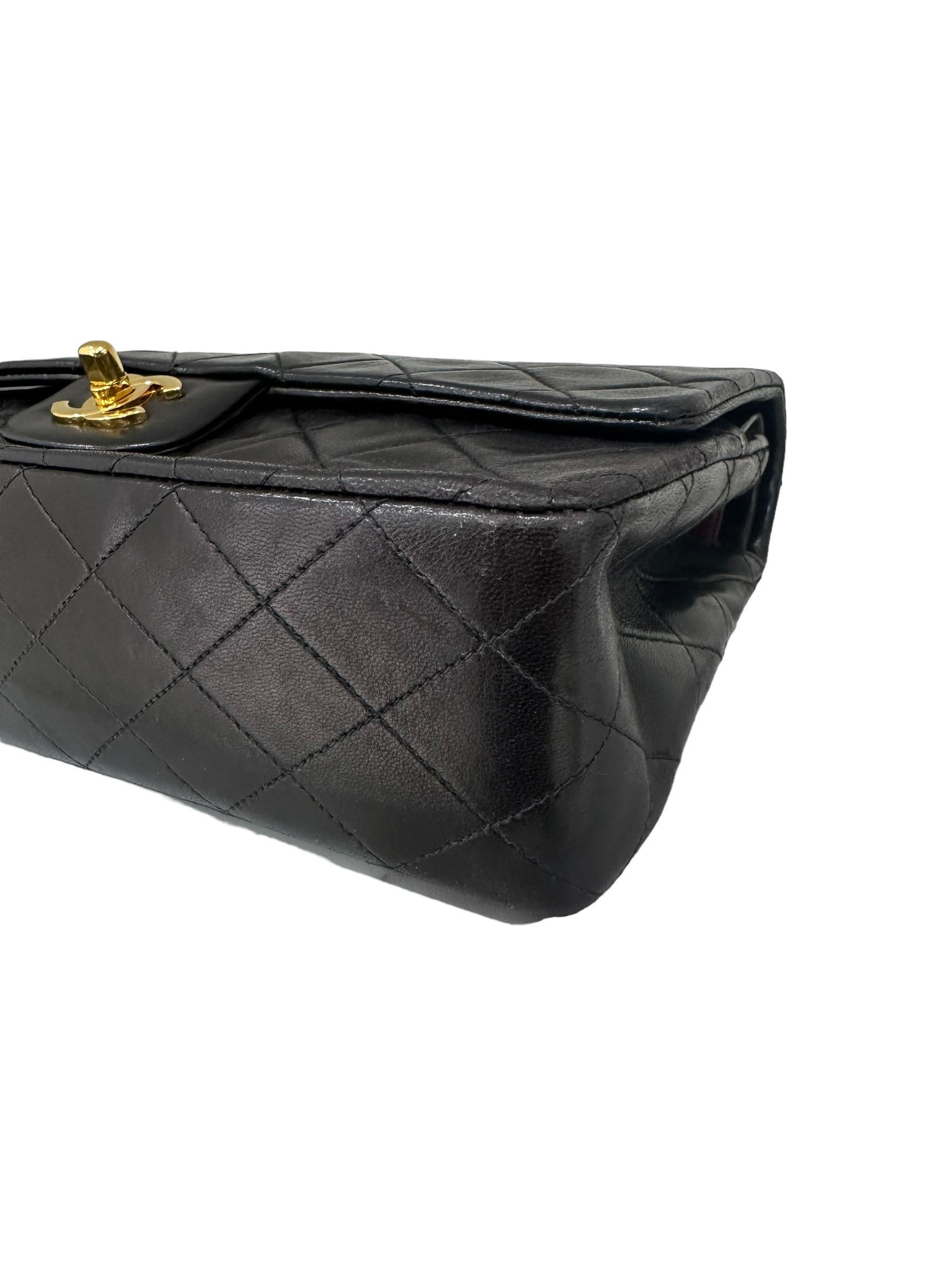 1996 Chanel Timeless Classic 2.55 Black Leather Top Shoulder Bag For Sale 8