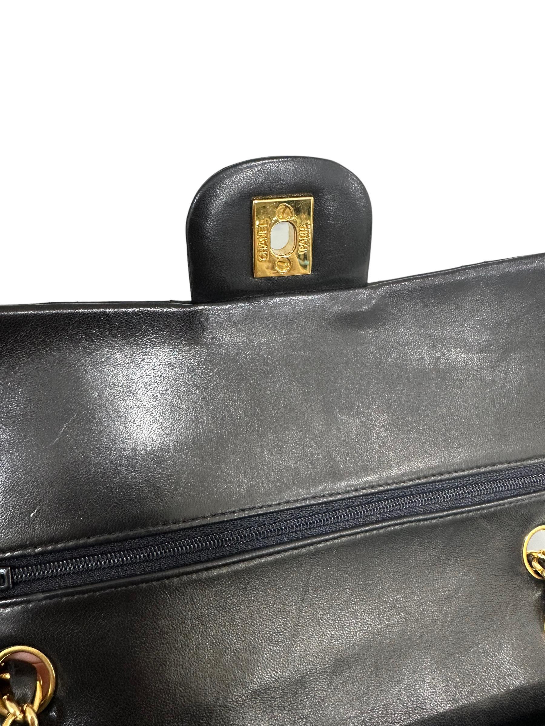 1996 Chanel Timeless Classic 2.55 Black Leather Top Shoulder Bag For Sale 9