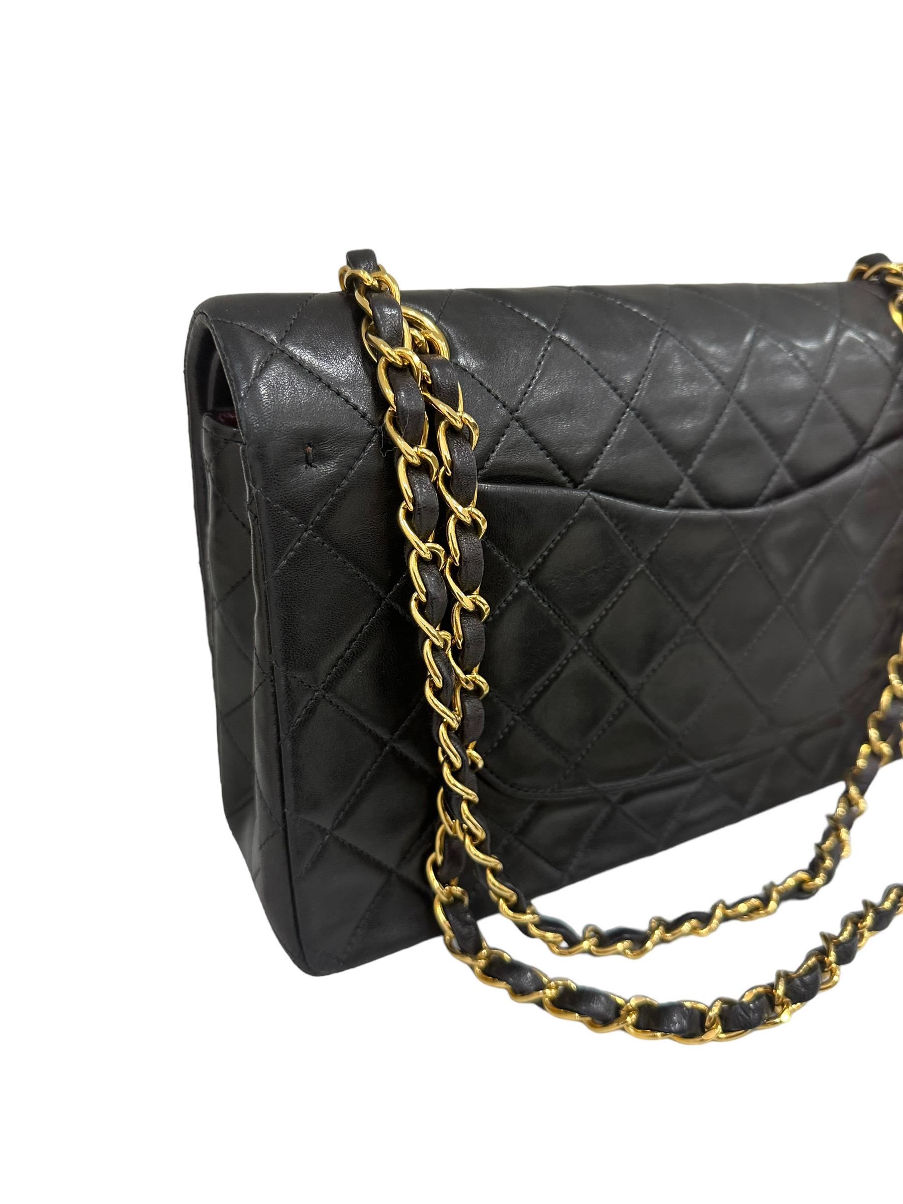 1996 Chanel Timeless Classic 2.55 Black Leather Top Shoulder Bag For Sale 10