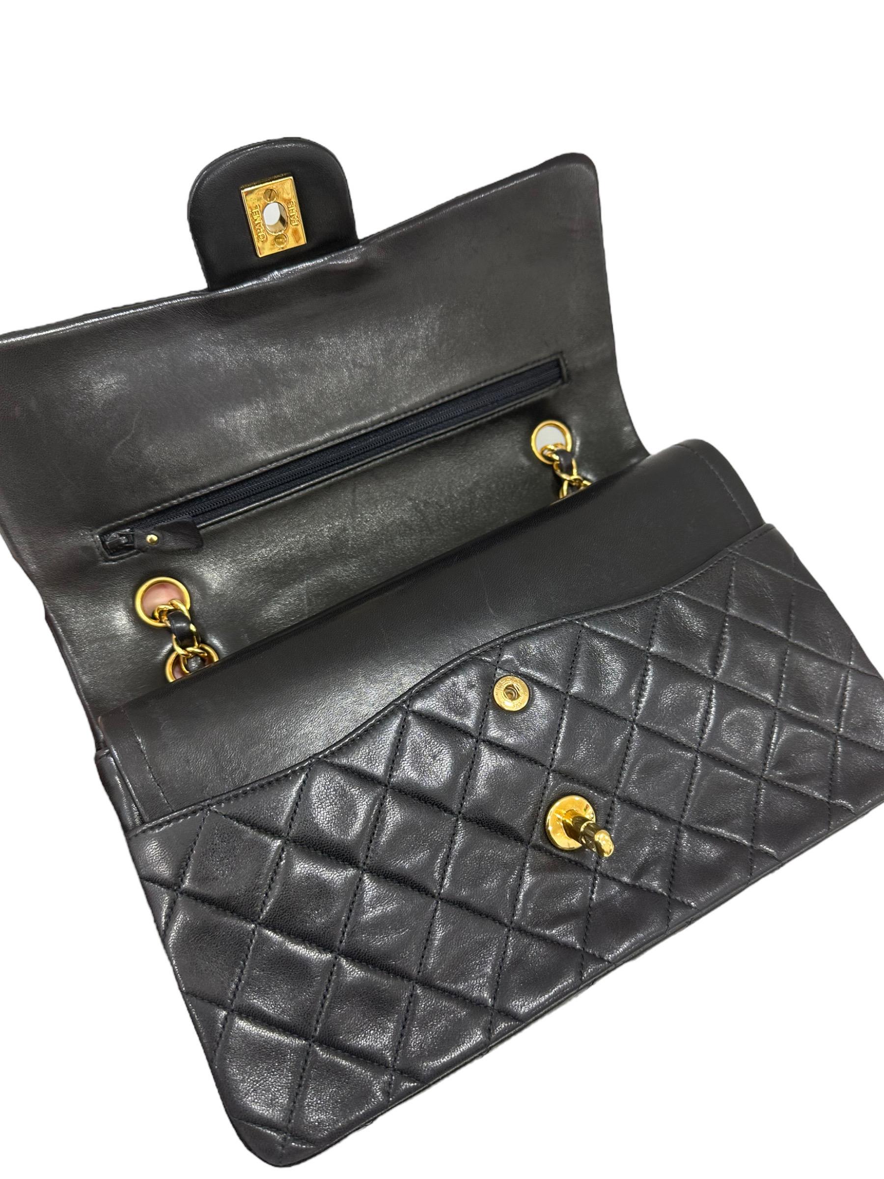 1996 Chanel Timeless Classic 2.55 Black Leather Top Shoulder Bag For Sale 13