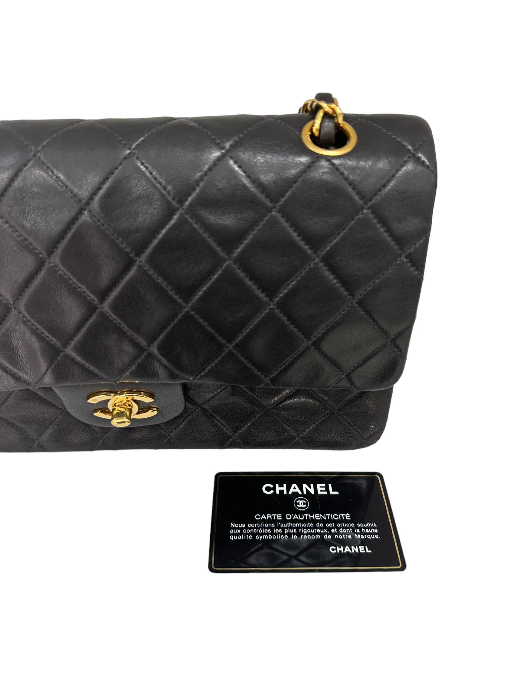 1996 Chanel Timeless Classic 2.55 Black Leather Top Shoulder Bag For Sale 14