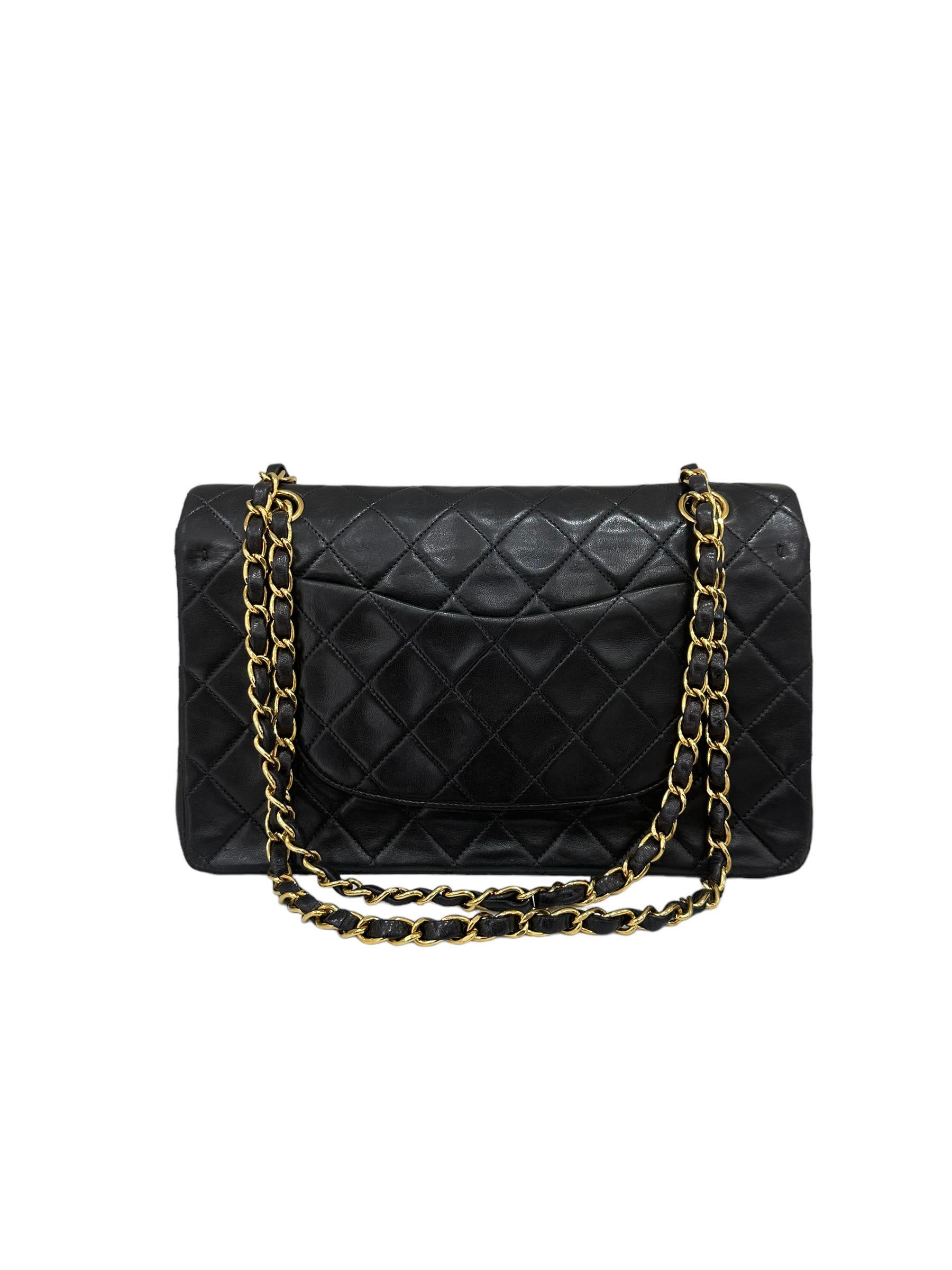 1996 Chanel Timeless Classic 2.55 Black Leather Top Shoulder Bag For Sale 1