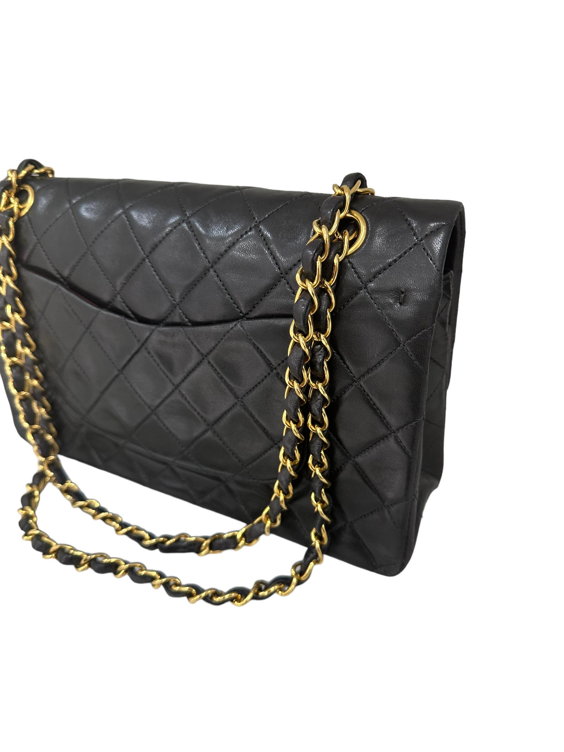 1996 Chanel Timeless Classic 2.55 Black Leather Top Shoulder Bag For Sale 2