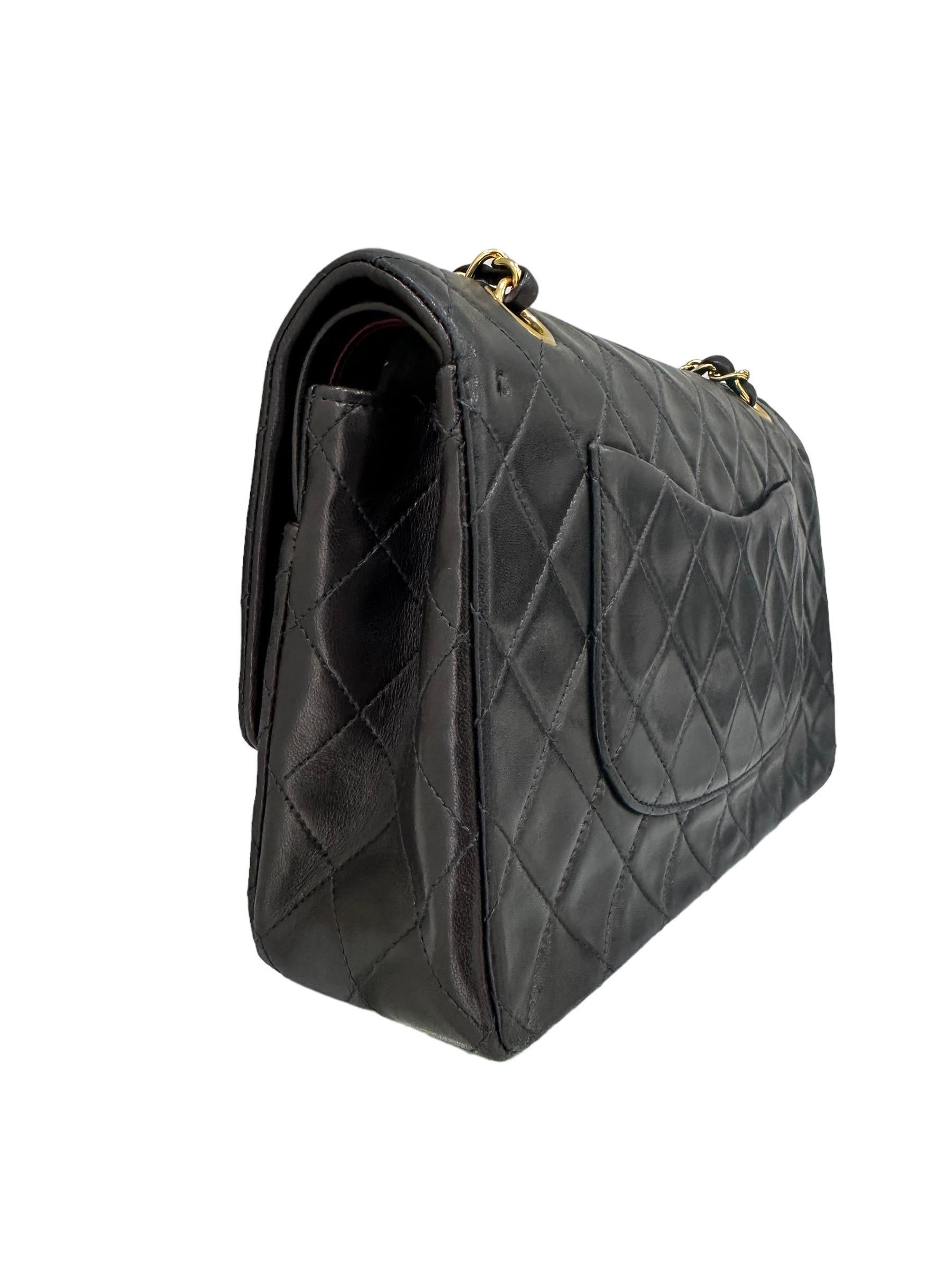 1996 Chanel Timeless Classic 2.55 Black Leather Top Shoulder Bag For Sale 5