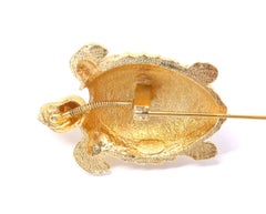 1996 CHANEL Turtle tremblant Brooch with CC logo and rhinestone eyes