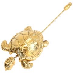1996 CHANEL Turtle tremblant Brooch with CC logo and rhinestone eyes
