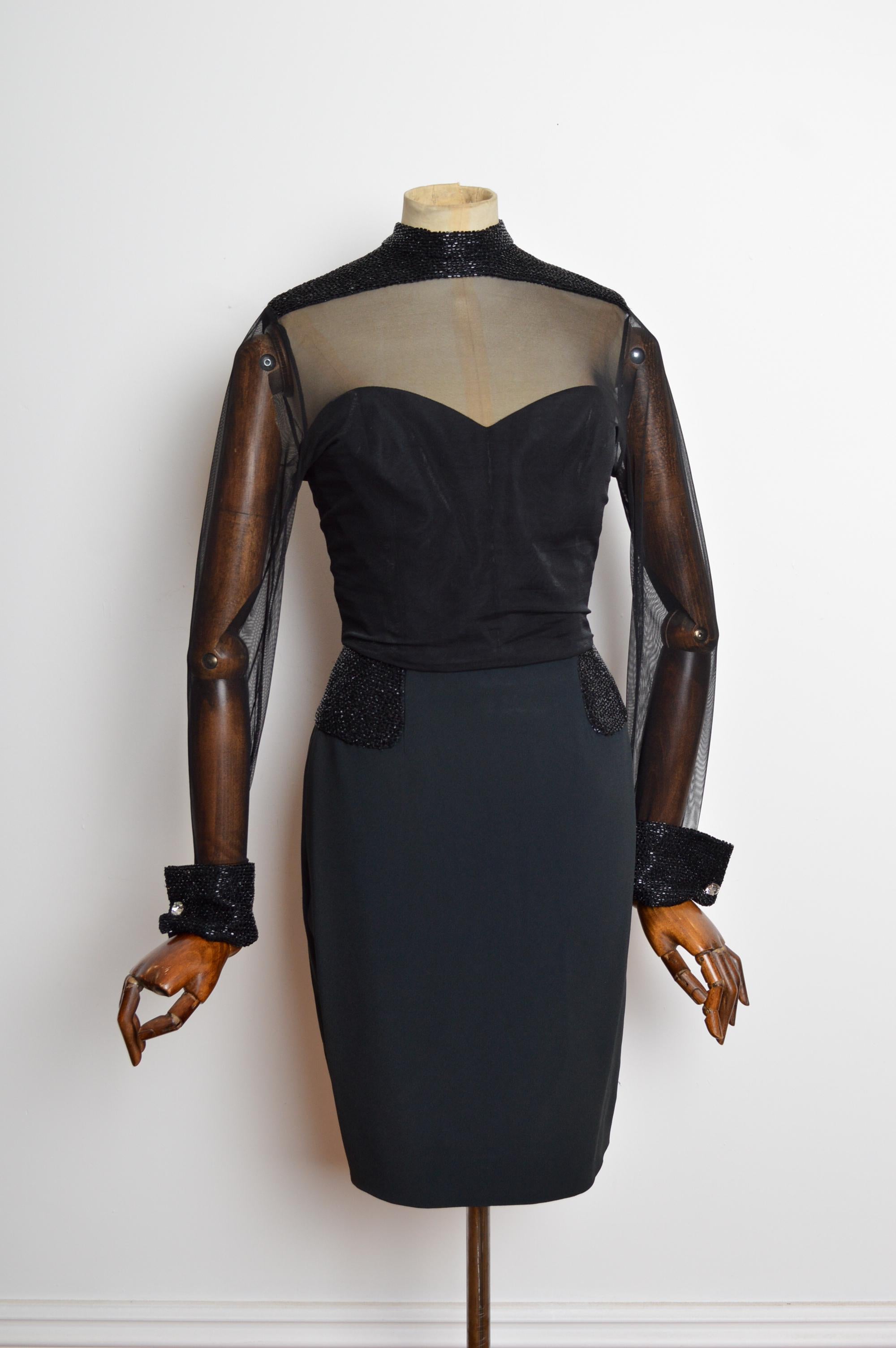 1996 Christian Dior by Gianfranco Ferré Perlenbesetztes Abendkleid Cocktailkleid im Angebot 4