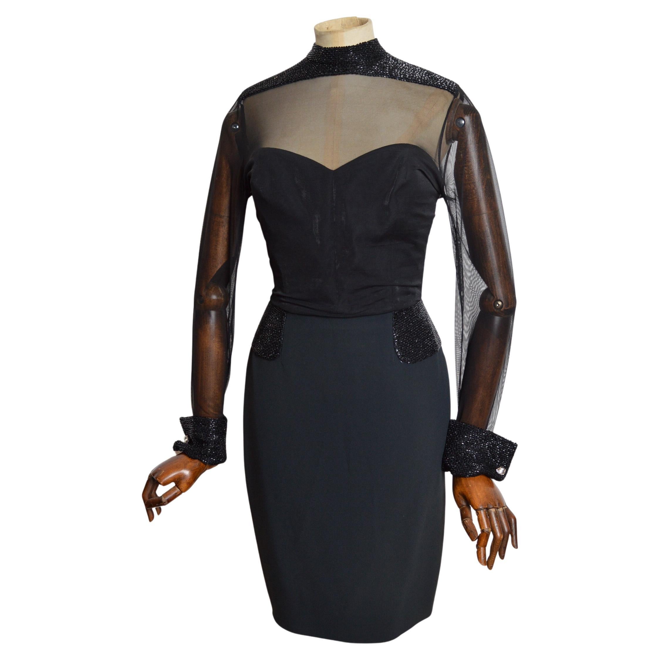 1996 Christian Dior by Gianfranco Ferré Perlenbesetztes Abendkleid Cocktailkleid im Angebot