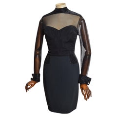 1996 Christian Dior by Gianfranco Ferré Sheer Beaded Evening Gown Cocktail Dress