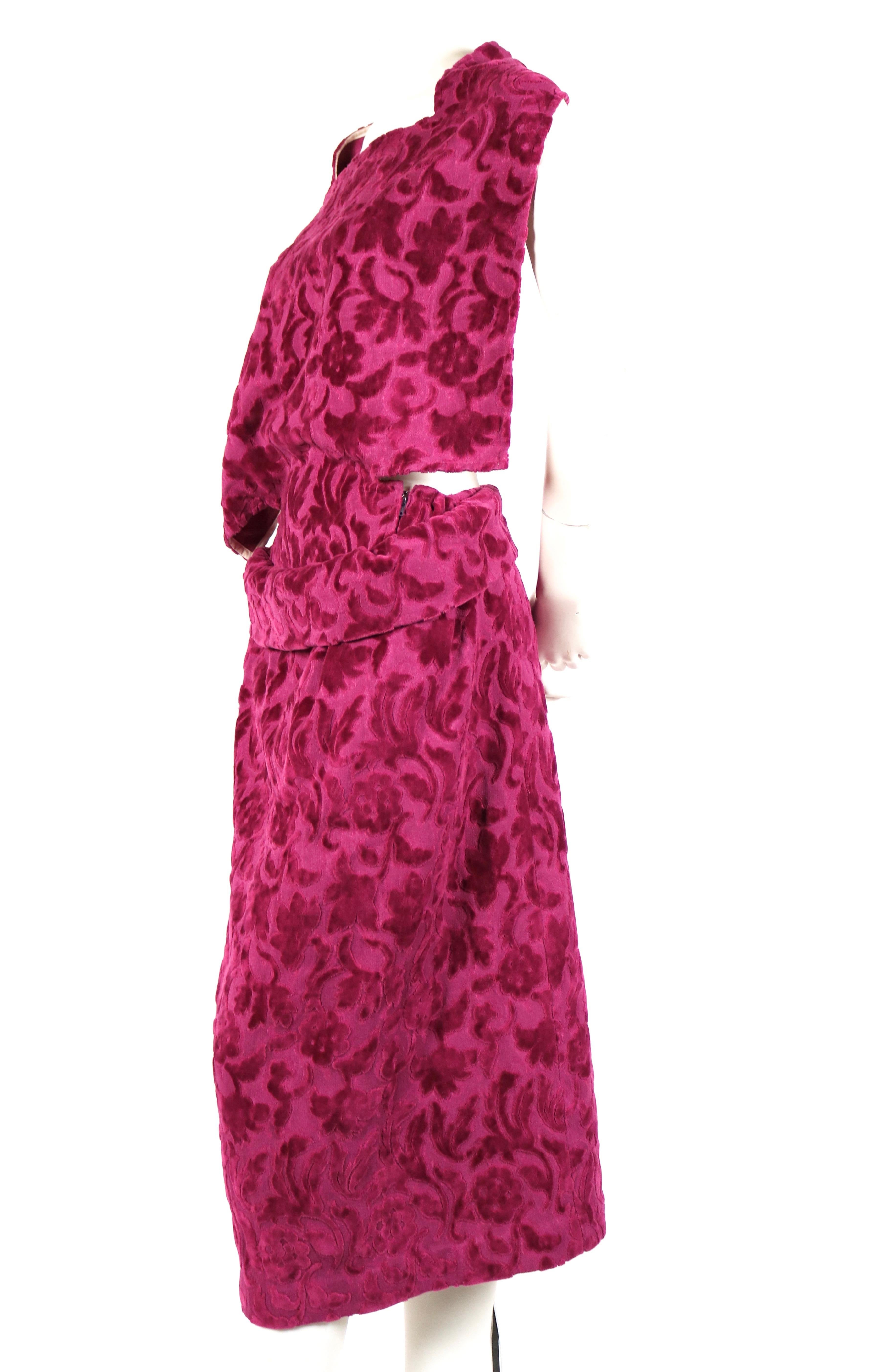 1996 Comme Des Garcons flocked velvet dress with draping and open back In Excellent Condition In San Fransisco, CA
