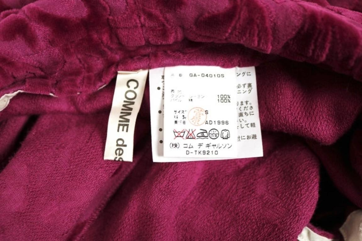 1996 Comme Des Garcons flocked velvet dress with draping and open back 2