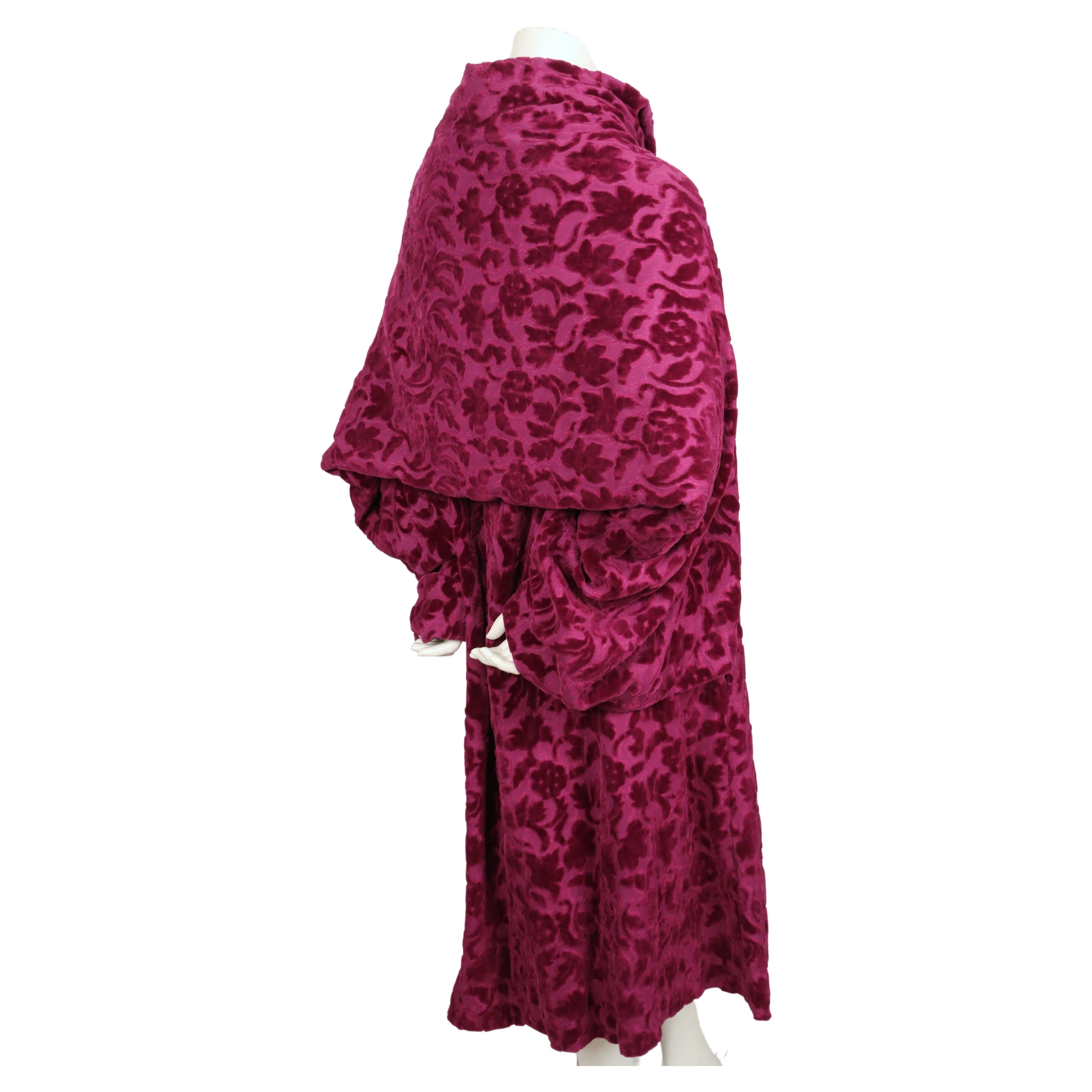 Women's 1996 COMME DES GARCONS flocked velvet wrap RUNWAY coat with  For Sale