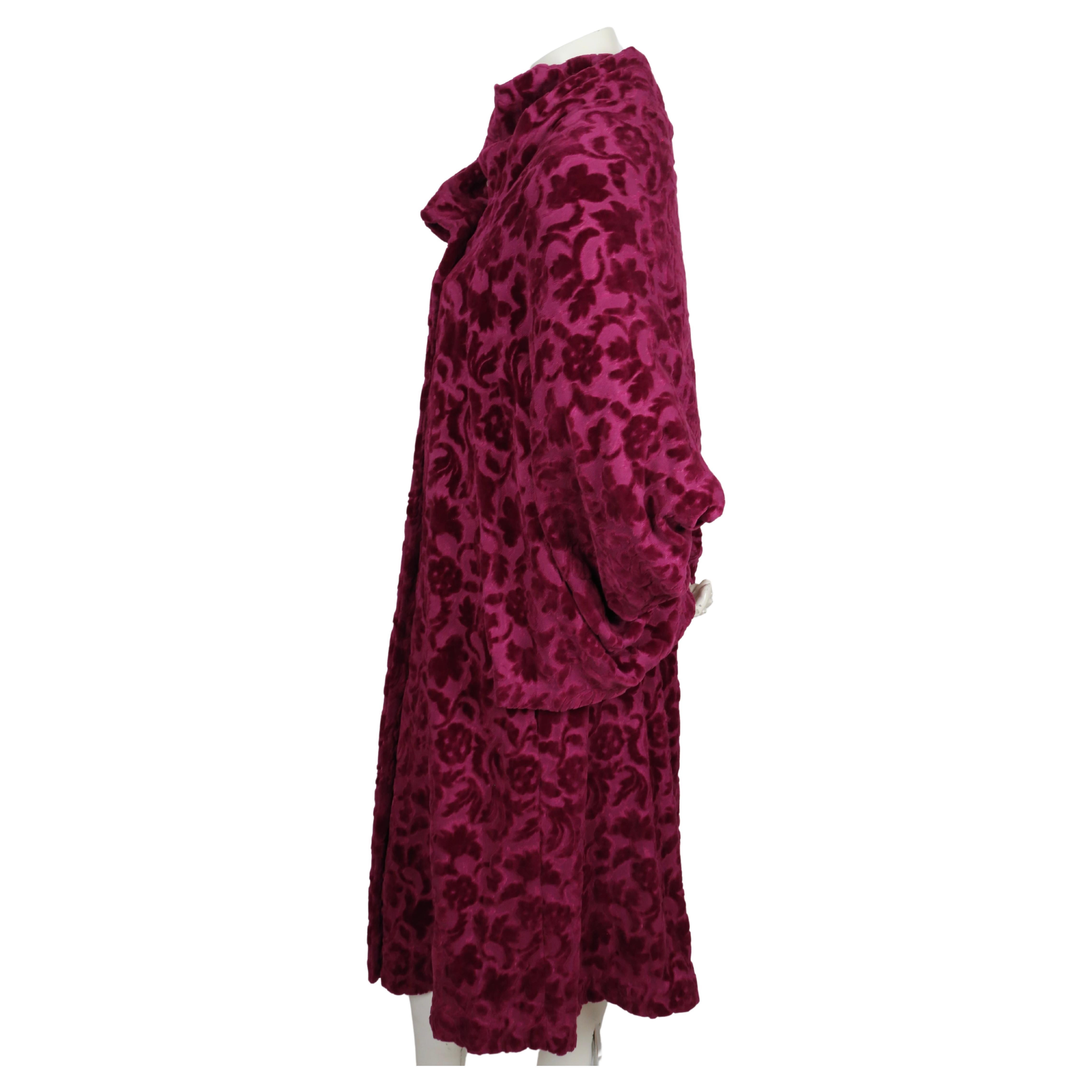 1996 COMME DES GARCONS flocked velvet wrap RUNWAY coat with  For Sale 1