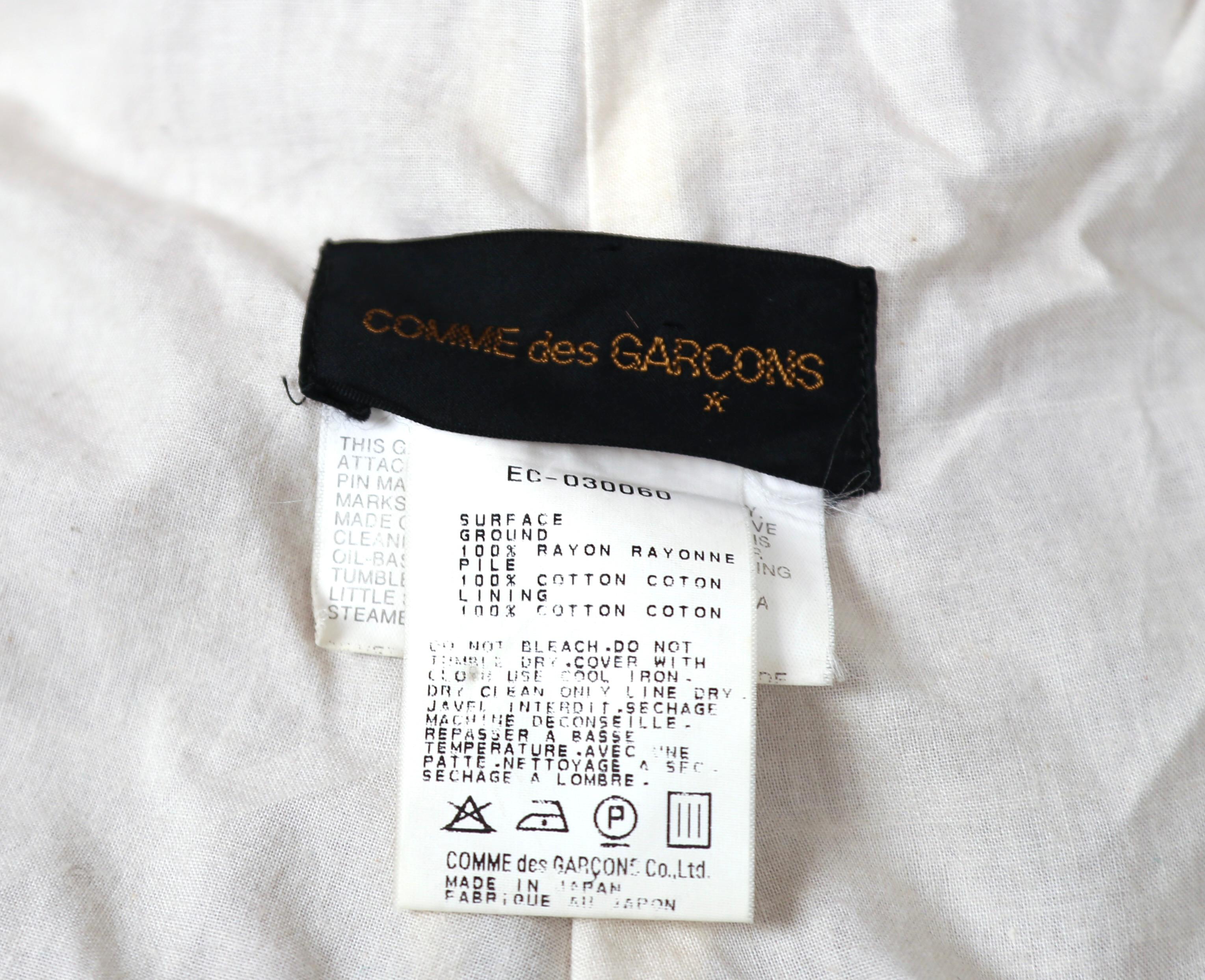 1996 COMME DES GARCONS flocked velvet wrap RUNWAY coat with  For Sale 5