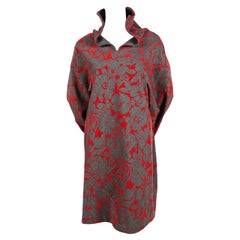 1996 COMME DES GARCONS herringbone RUNWAY dress with reverse floral flocking