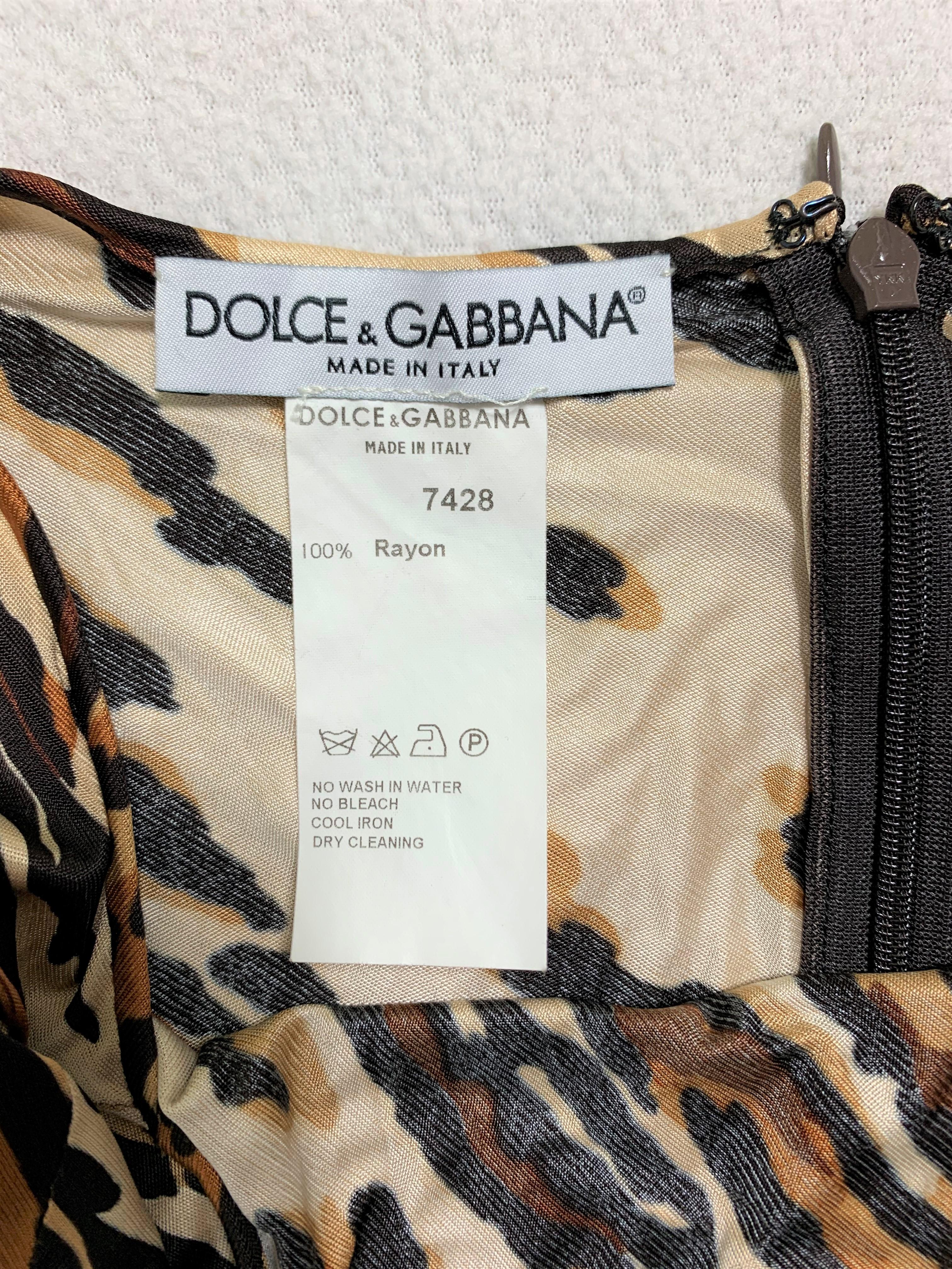 Black 1996 Dolce & Gabbana Plunging Slinky Halter Cheetah Maxi Dress