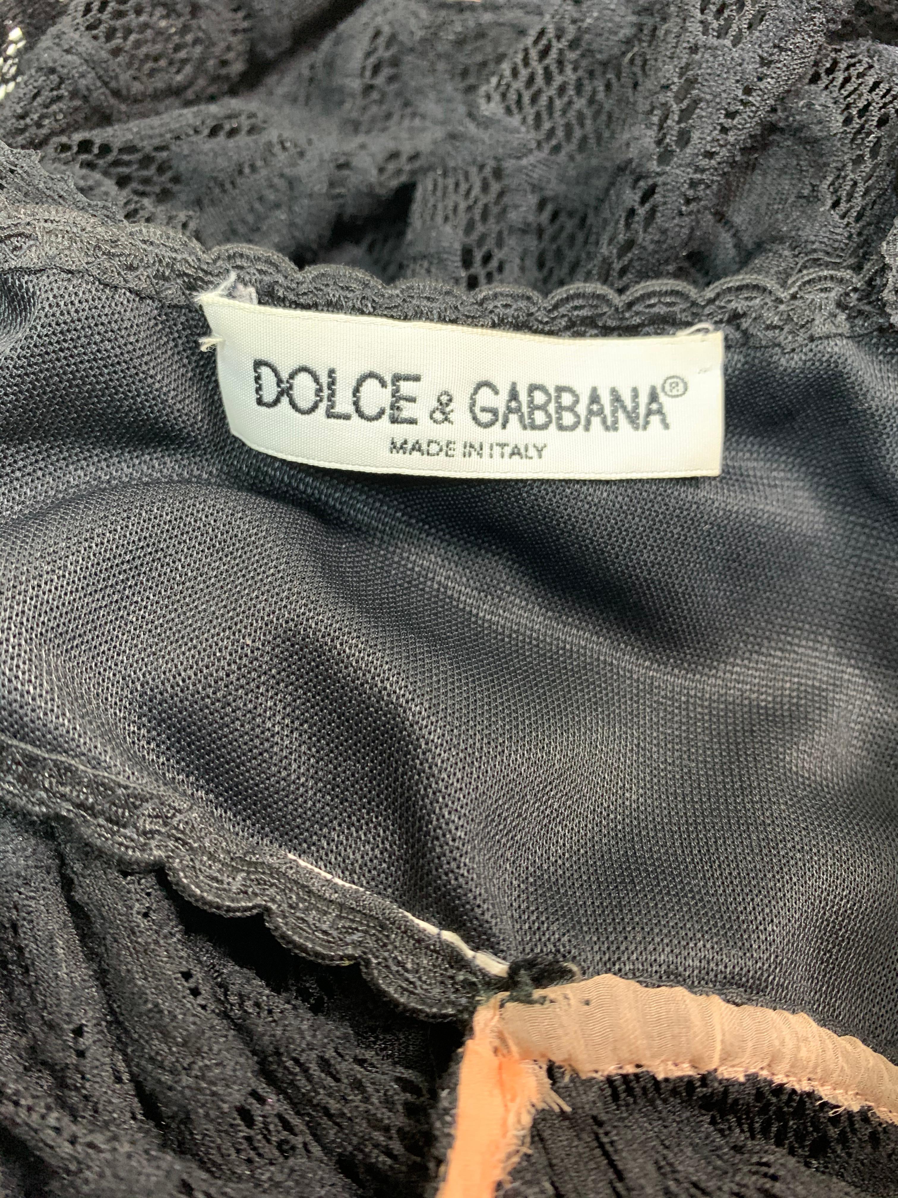 1996 Dolce & Gabbana Sheer Black Lace Cut-Out Bra Gown Dress In Good Condition In Yukon, OK