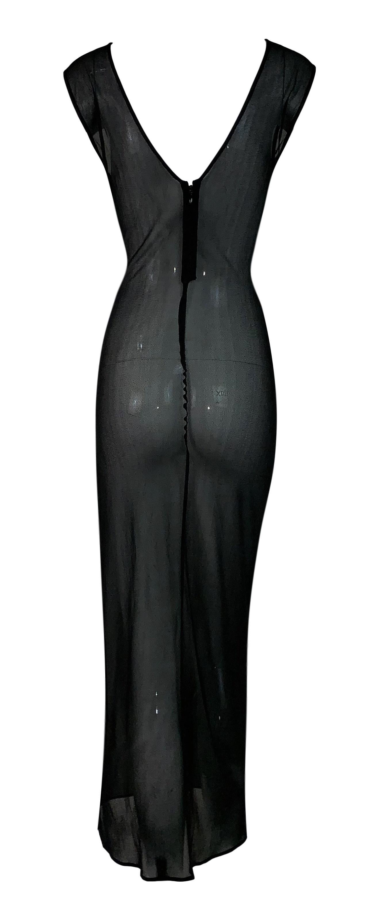 1996 Dolce & Gabbana Sheer Long Black Mesh 2-Dress Set In Good Condition In Yukon, OK