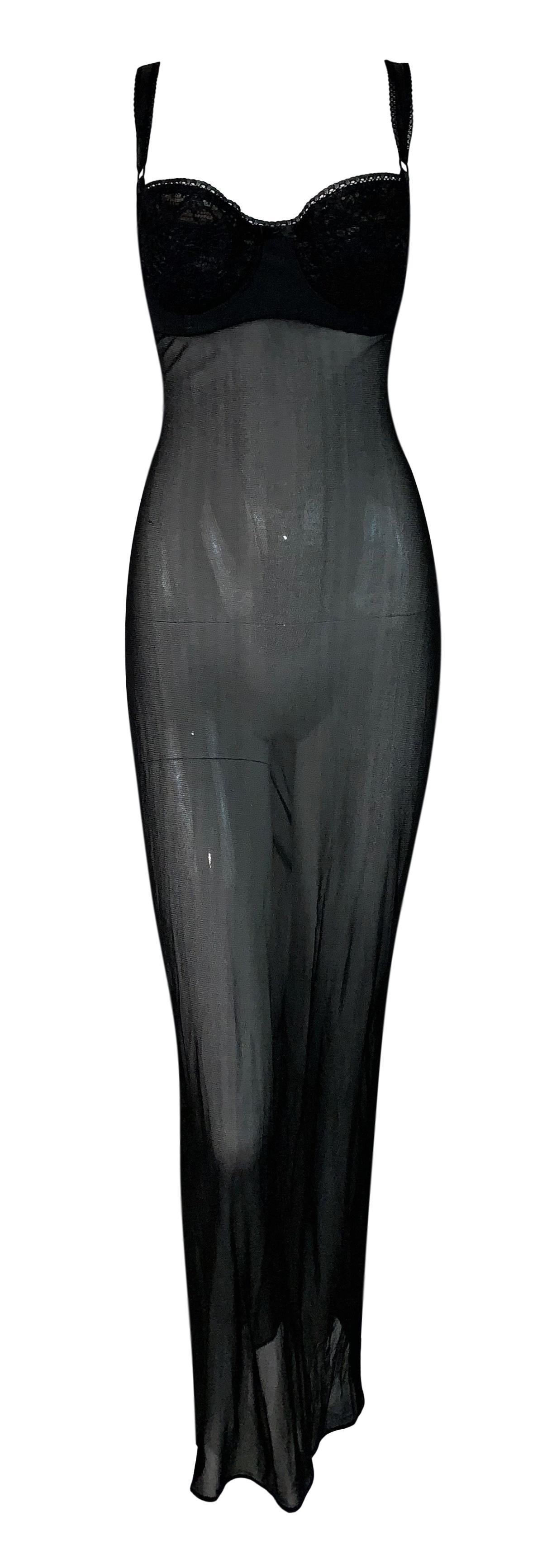 Women's 1996 Dolce & Gabbana Sheer Long Black Mesh 2-Dress Set