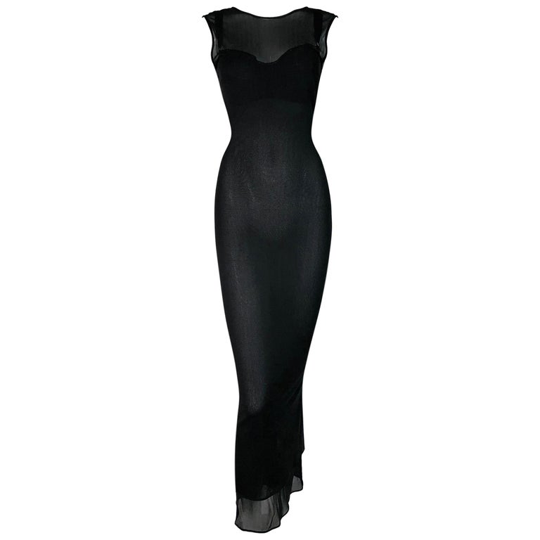 1996 Dolce and Gabbana Sheer Long Black Mesh 2-Dress Set at 1stDibs