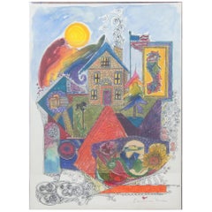 1996 Edwina Mae Eldridge Colourful Expressionist Abstract Watercolour Painting